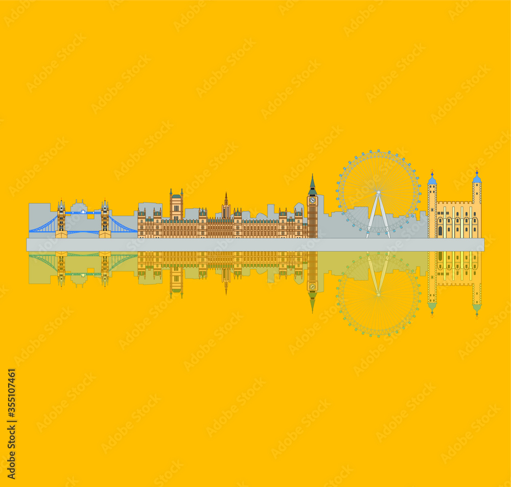 Naklejka premium London City Skyline from London in England. illustration for web and mobile design.