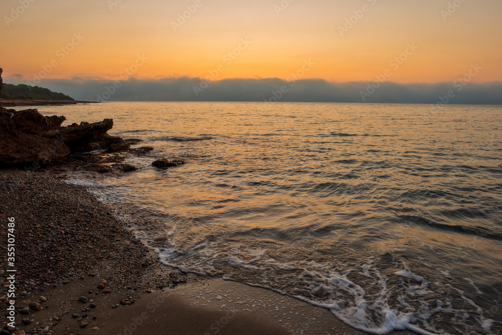 The coast of Vinaroz during a sunrise, Costa azahar
