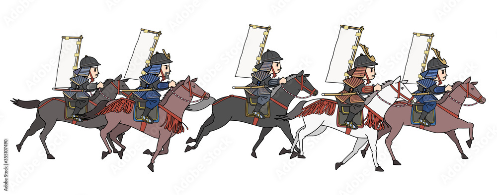 日本の戦国時代-騎馬兵軍団-横姿 Stock Illustration | Adobe Stock