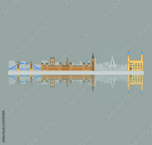 London City Skyline from London in England. illustration for web and mobile design.