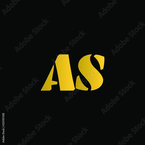 modern letter AS with gold color monogram logo