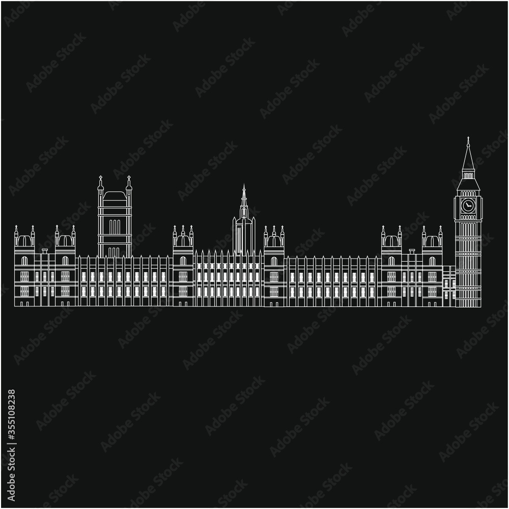London Palace of Westminster in England. illustration for web and mobile design.