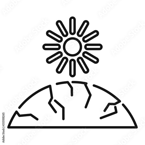 Sun ground drought icon. Outline sun ground drought vector icon for web design isolated on white background