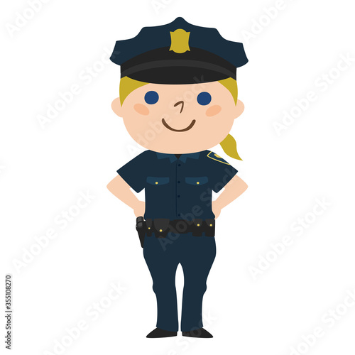 笑顔の女性警察官のイラスト。