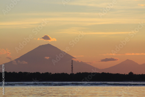 Agung volcano from Bali seen in the distance