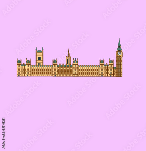 London Palace of Westminster in England. illustration for web and mobile design.