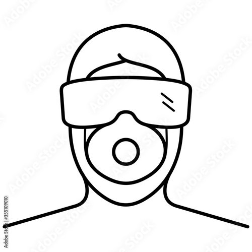 antiviral protective mask icon in outlines