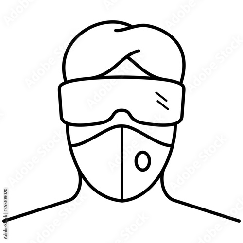 antiviral protective mask icon in outlines