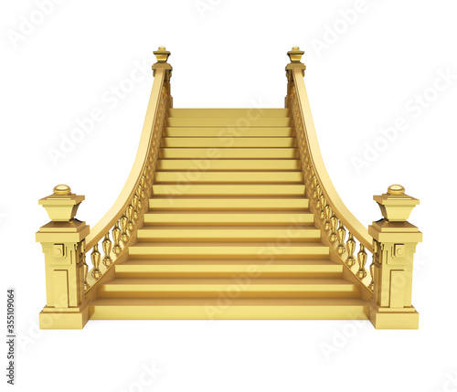 Golden Classic Staircase Isolated
