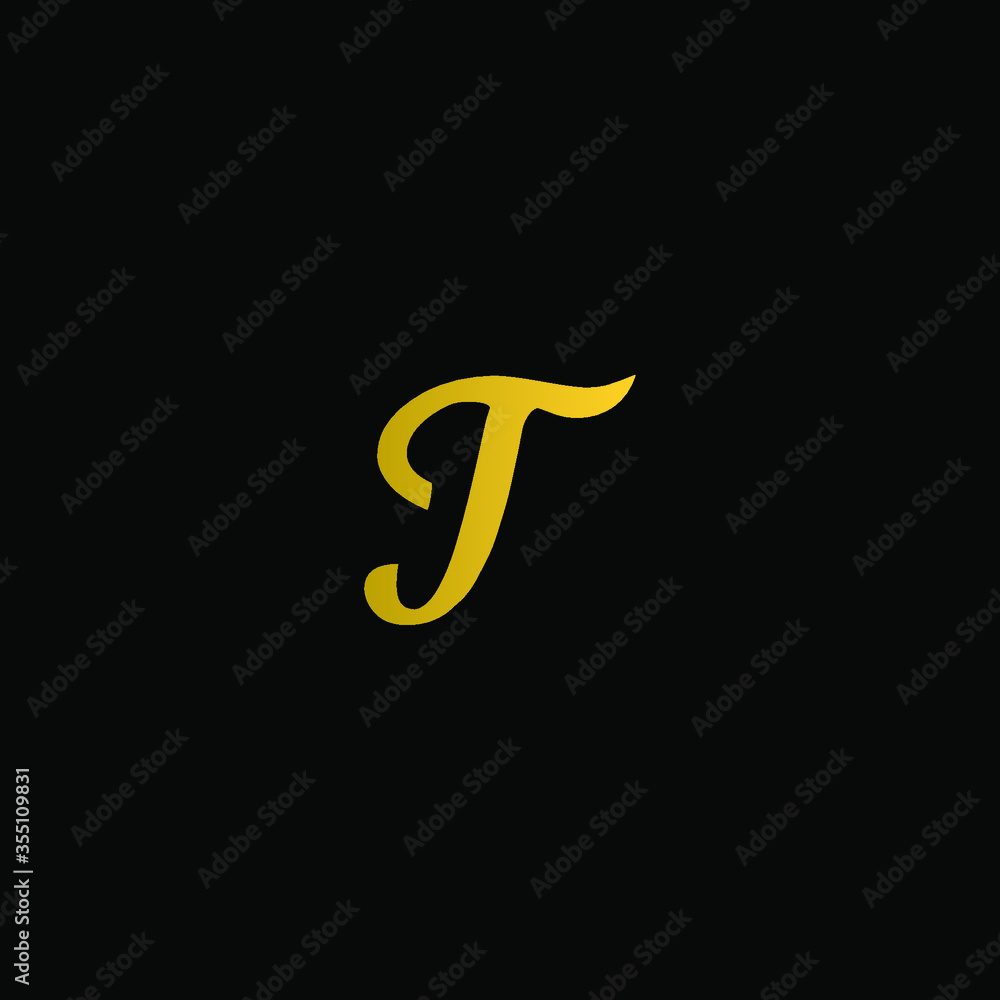 modern letter T with gold color monogram logo modern letter T with gold color monogram logo