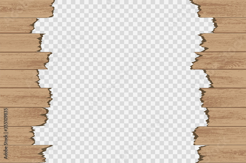 Broken wood panels isolated on a transparent background.