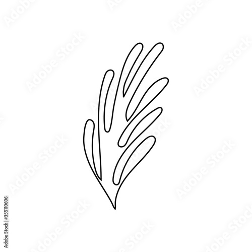 Leaf line art. Abstract plant illustration on white background.