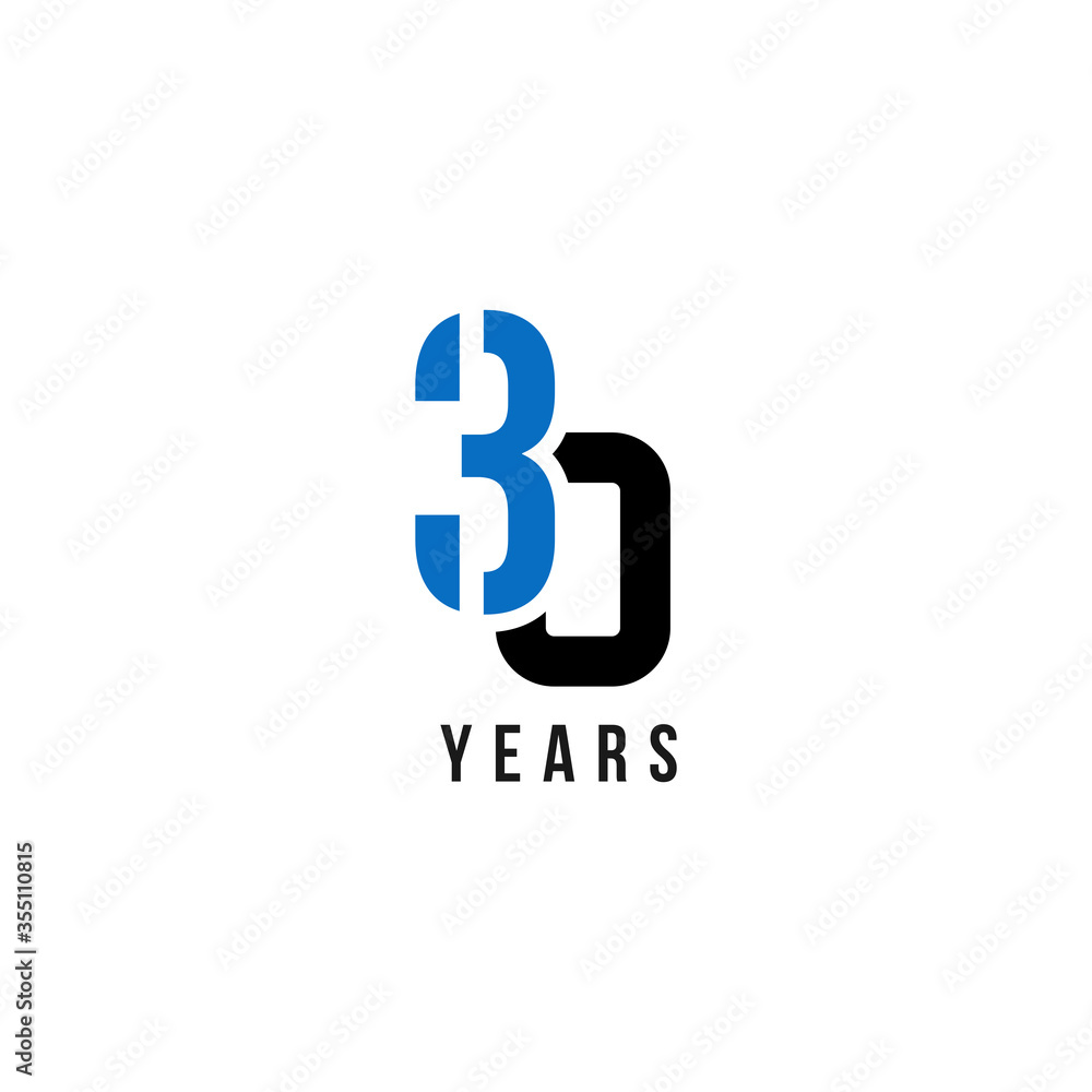 30 Years Anniversary Blue And Black Number Vector Design 30 Years Anniversary Blue And Black Number Vector Design