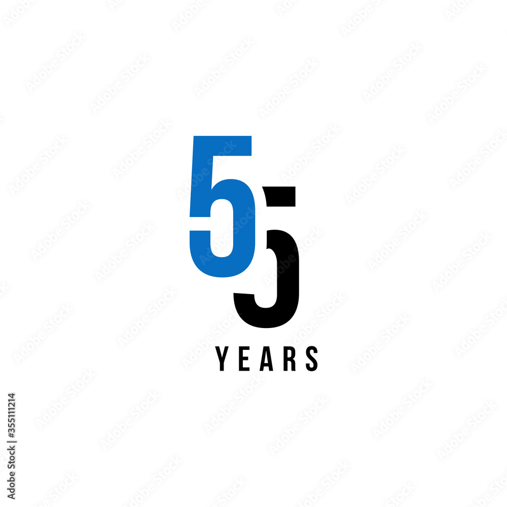 55 Years Anniversary Blue And Black Number Vector Design 55 Years Anniversary Blue And Black Number Vector Design