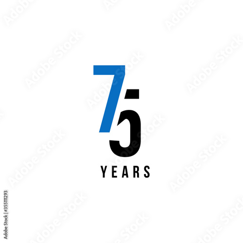 75 Years Anniversary Blue And Black Number Vector Design