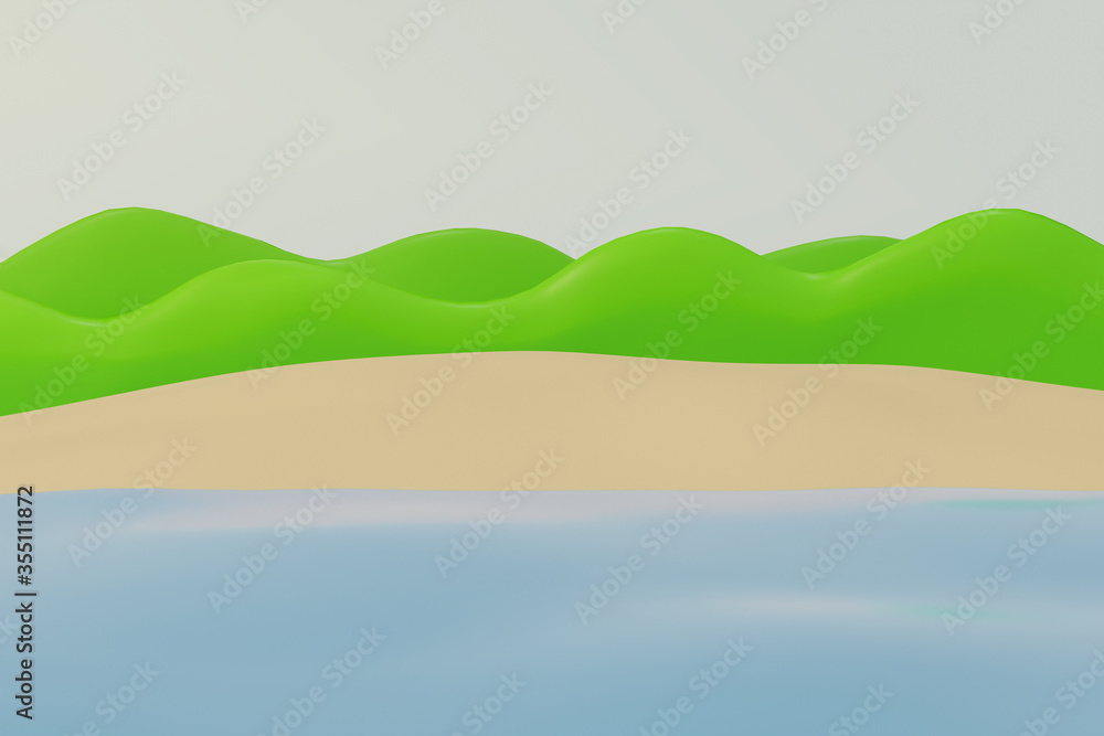 beach mountain and sea landscape, Summer travel holiday concept background. 
