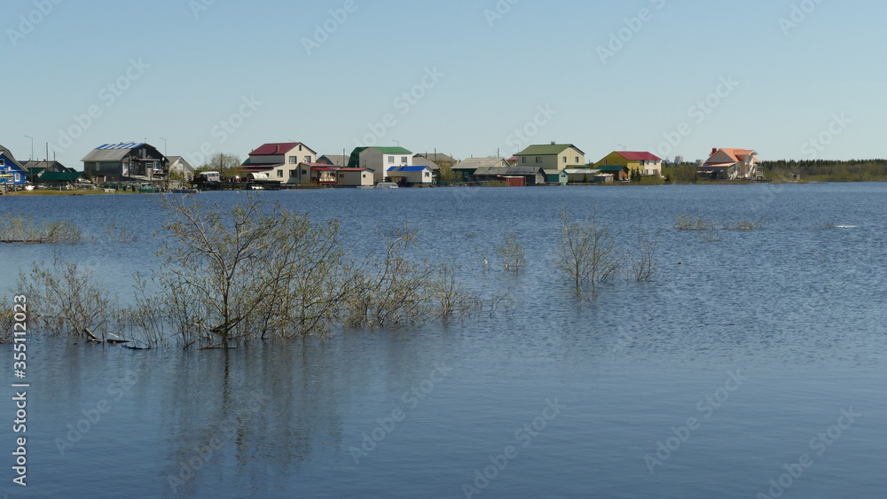 on the river during high water in spring