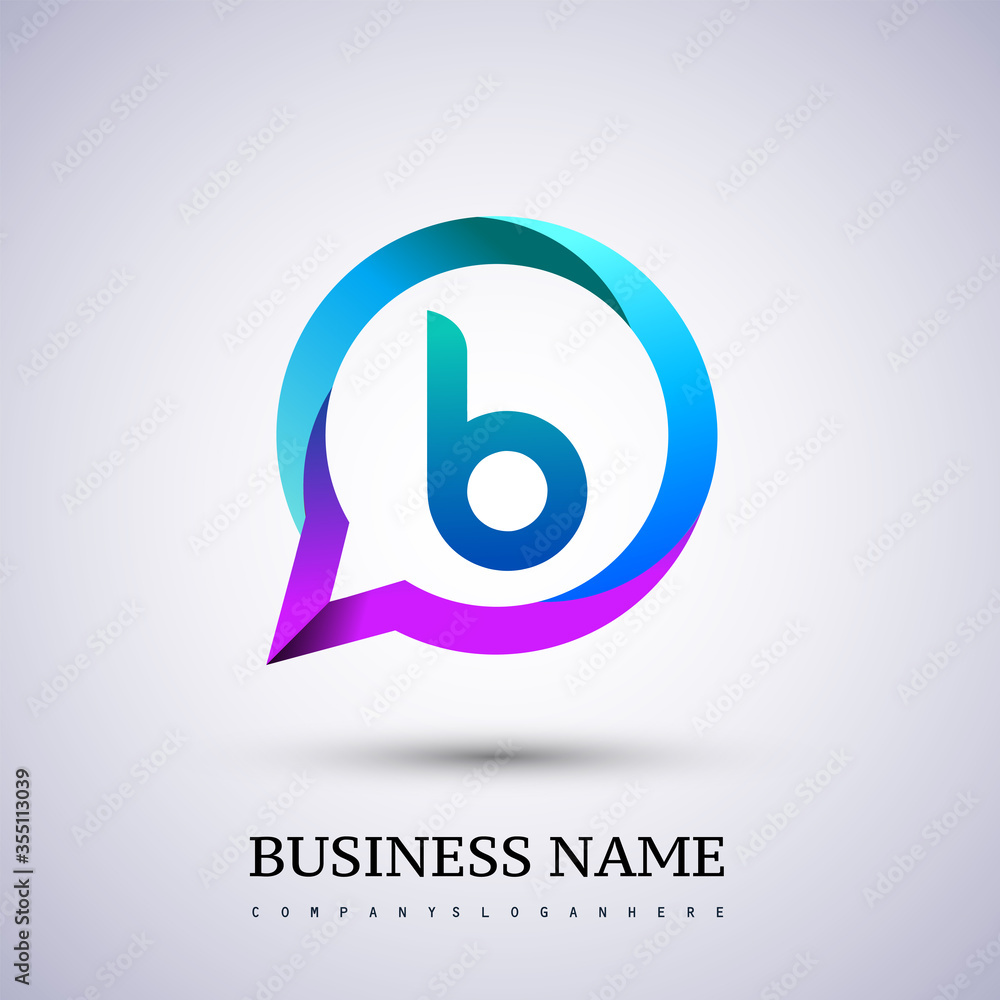 logo B letter colorful on circle chat icon. Vector design for your logo application for company identity. logo B letter colorful on circle chat icon. Vector design for your logo application for company identity.