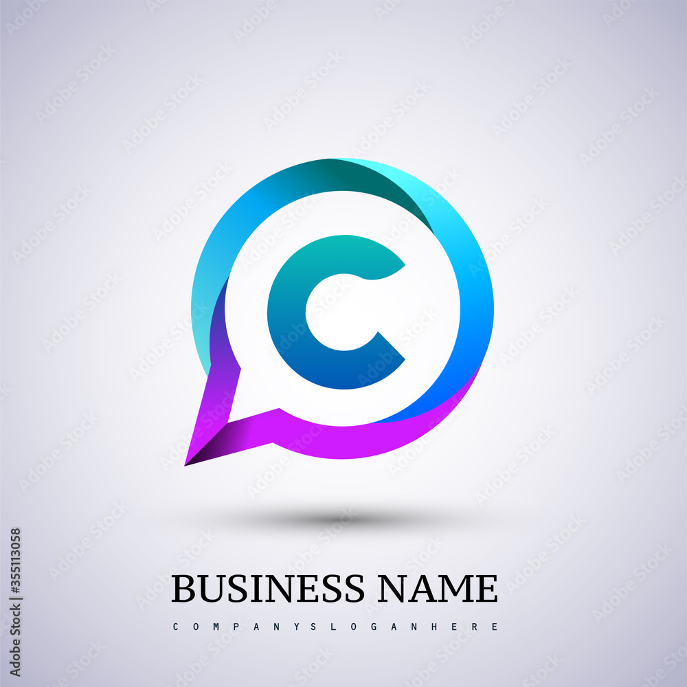 logo C letter colorful on circle chat icon. Vector design for your logo application for company identity. logo C letter colorful on circle chat icon. Vector design for your logo application for company identity.