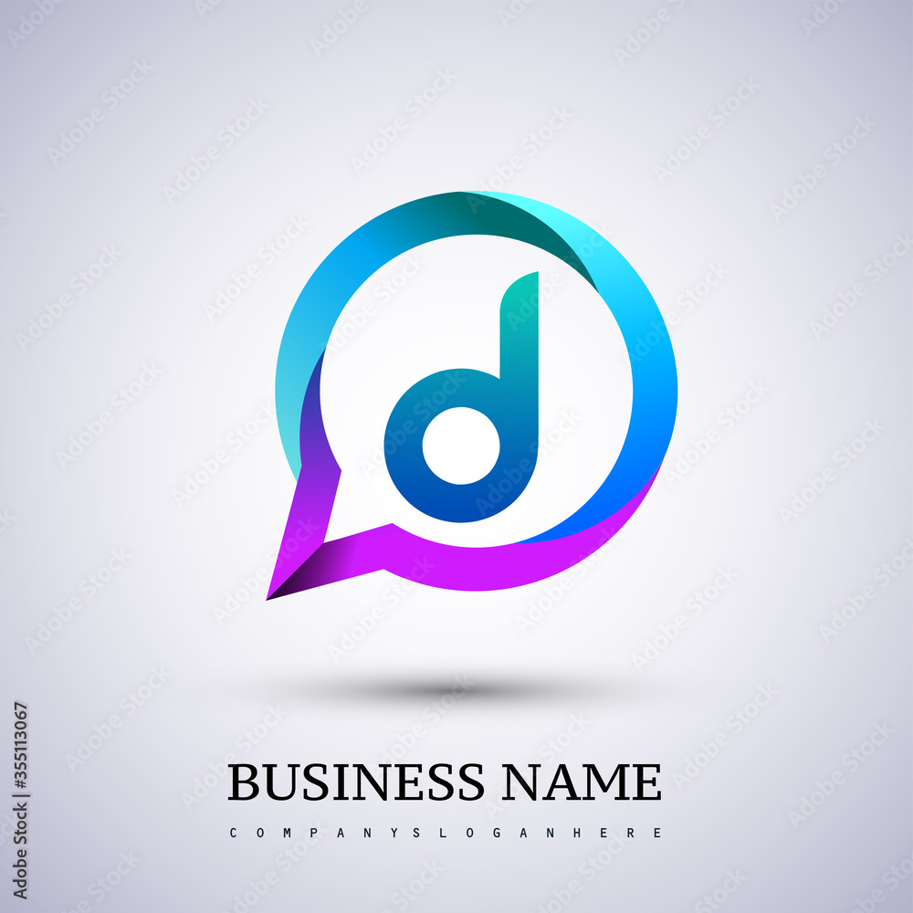 logo D letter colorful on circle chat icon. Vector design for your logo application for company identity. logo D letter colorful on circle chat icon. Vector design for your logo application for company identity.