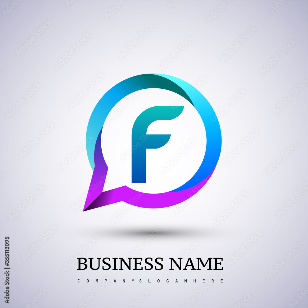 logo F letter colorful on circle chat icon. Vector design for your logo application for company identity. logo F letter colorful on circle chat icon. Vector design for your logo application for company identity.