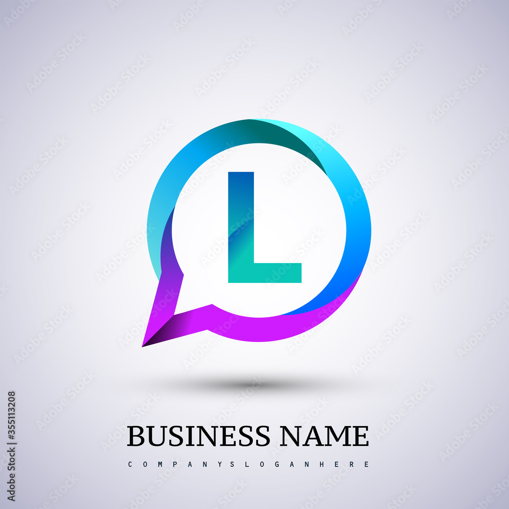 logo L letter colorful on circle chat icon. Vector design for your logo application for company identity. logo L letter colorful on circle chat icon. Vector design for your logo application for company identity.