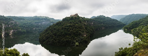 Meander of the Monestir de Casserres - Panoramic view of the Ter river in the meander that forms as it passes through the Casserres Monastery, Catalonia, Spain
 photo