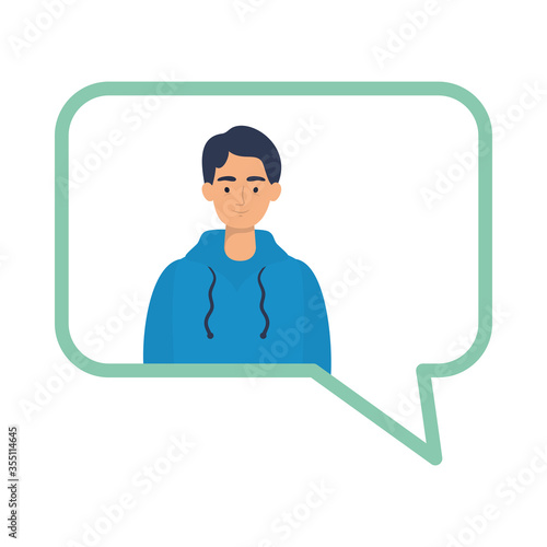 Avatar man inside communication bubble vector design