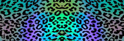 Seamless abstract background banner of purple, green, blue and black animal print background
