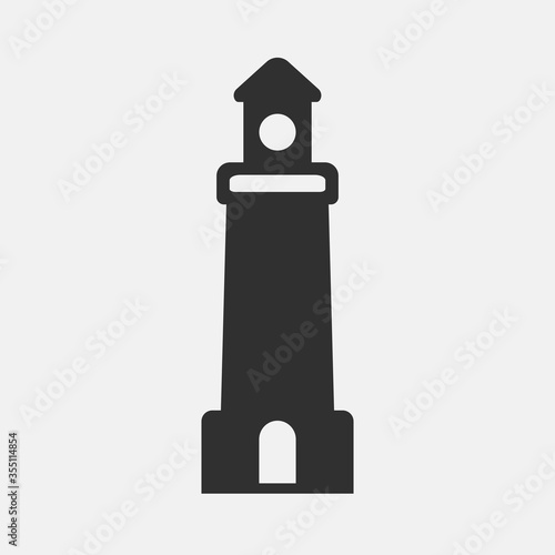 Lighthouse in black and white, flat icon design