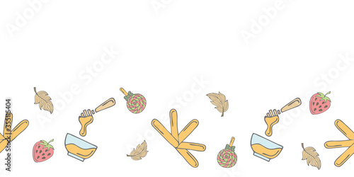 Seamless banner with doodle elements.