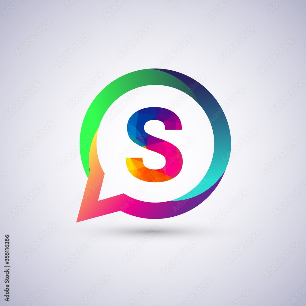 logo S letter colorful on circle chat icon. Vector design for your logo application for company identity. logo S letter colorful on circle chat icon. Vector design for your logo application for company identity.