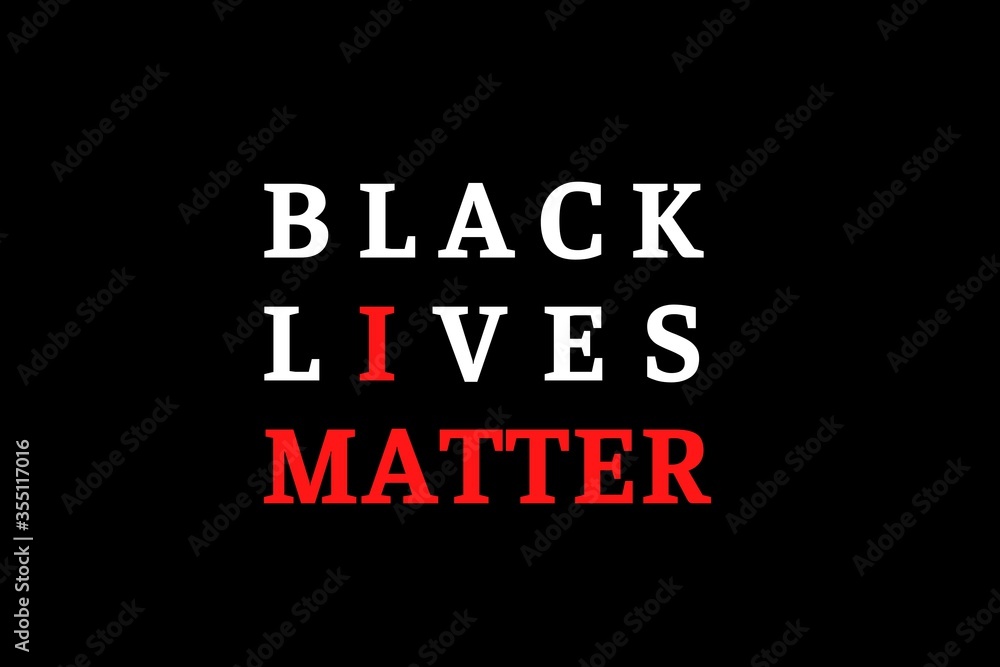 Black Lives Matter Illustration in White and red against a black colored background. There is a huge protest going on in many cities of United States of America USA over the death of 
