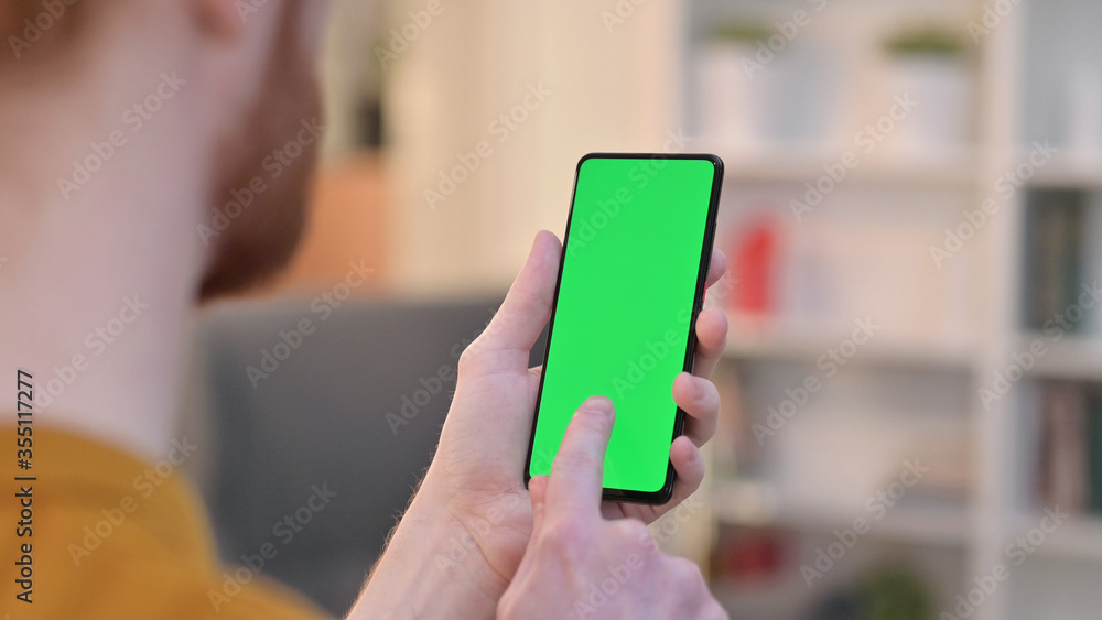 Man Using Smartphone with Chroma Key Screen Man Using Smartphone with Chroma Key Screen