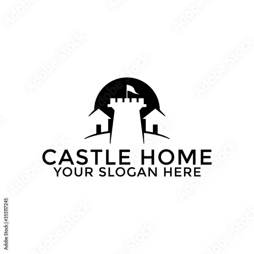 castle and home logo design vector