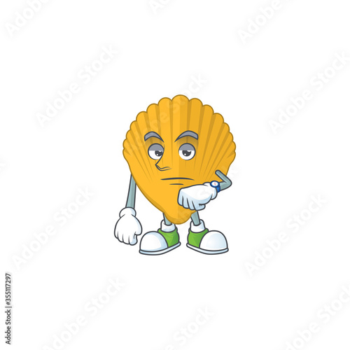 Yellow clamp showing waiting gesture cartoon design concept