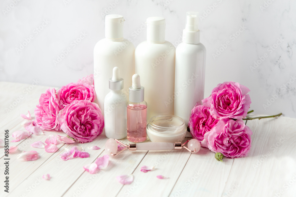 bath and spa with rose flowers .Spa beauty products for body and face home skin care bath and spa with rose flowers .Spa beauty products for body and face home skin care