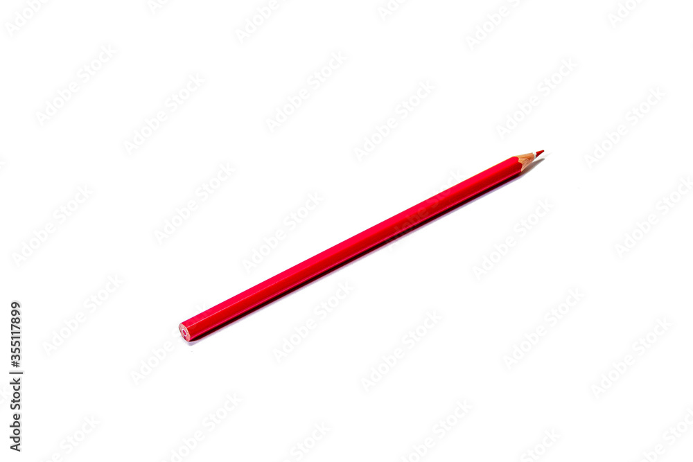 Raspberry pencil lies diagonally on an isolated white background. Isolate. Raspberry pencil lies diagonally on an isolated white background. Isolate.