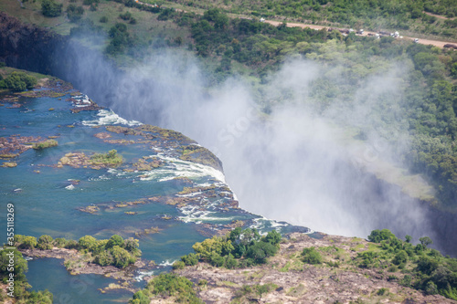 Victoria Falls on the Zambezi River, border between Zimbabwe and Zambia