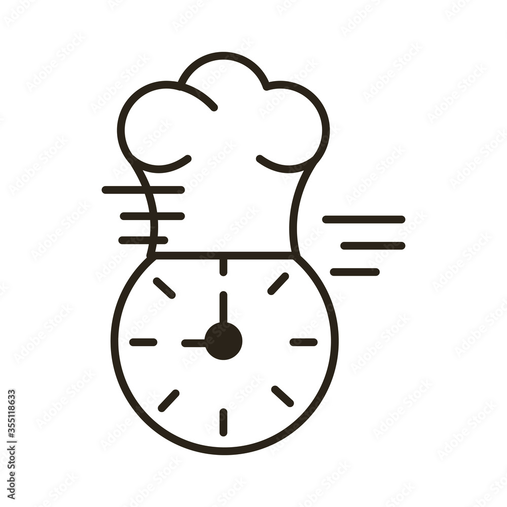 watch clock with chef hat line style icon watch clock with chef hat line style icon