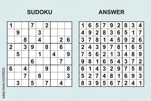 Vector sudoku with answer 430. Puzzle game with numbers.