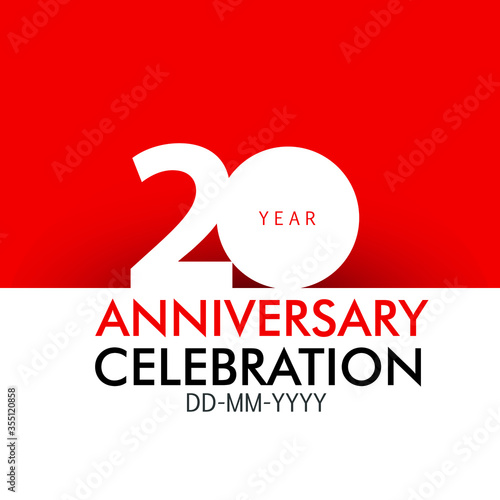 20 year Anniversary Concept Red Color and White for Banner, Poster, Greeting Card - Vector
