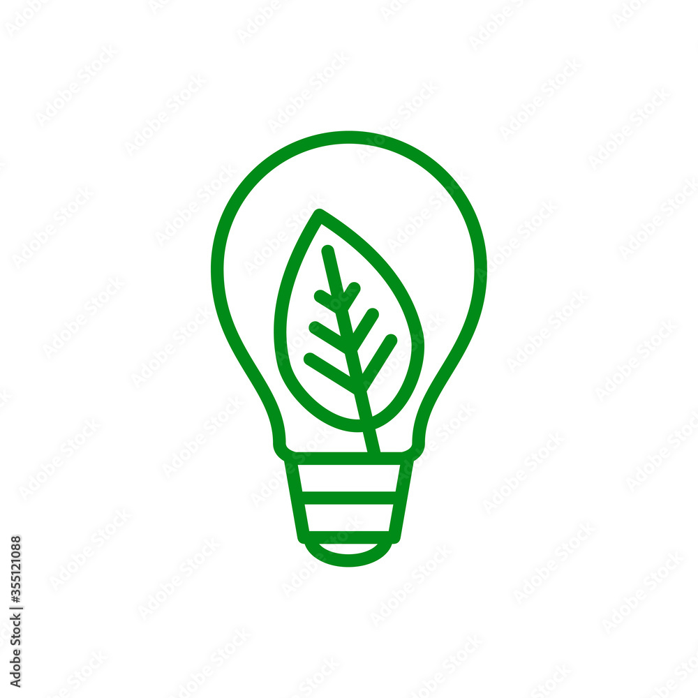 Símbolo de energía eléctrica natural. Icono plano lineal bombilla con