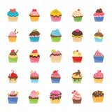 Cupcakes Flat Icons 