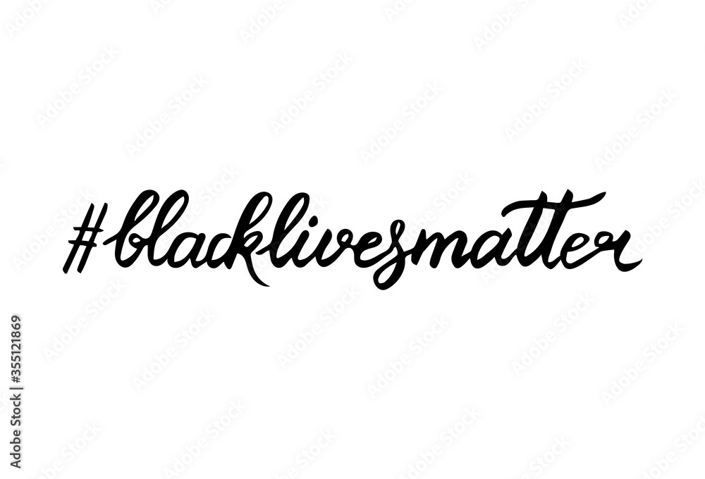 Black Lives Matter hand drawn lettering sign isolated on white background. International human rights movement handwriting text. Social media hashtag blacklivesmatter. Vector illustration.