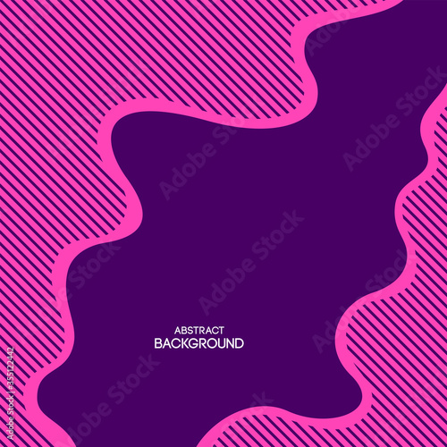 Abstract striped wavy lines background. Pink, purple colors. Smooth geometric shapes composition. Applicable for covers, placards, posters, brochures, flyers, banner designs. Vector illustration.