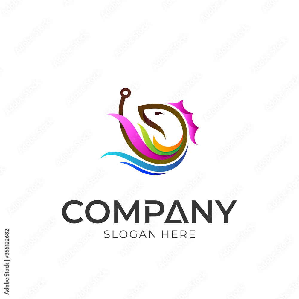 Fototapeta premium Vector logo of fish/fishing. Modern colorful style. Logo template ready for use.