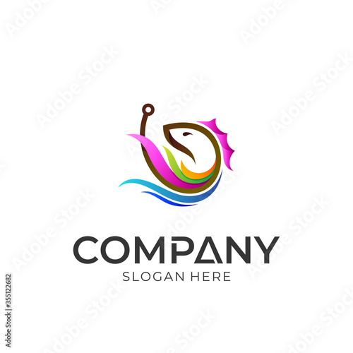Vector logo of fish/fishing. Modern colorful style. Logo template ready for use.