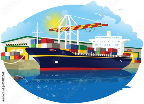 Container ship and dock crane