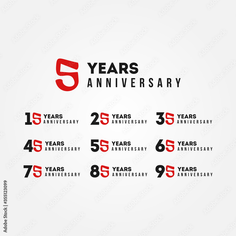Set Of Anniversary Black And Red Vector Design Set Of Anniversary Black And Red Vector Design